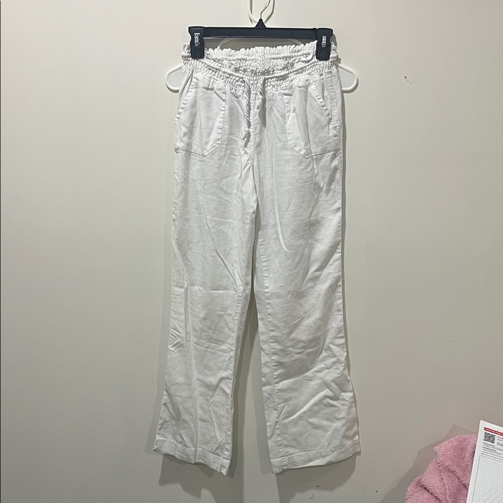 Women's White Wide Leg Drawstring Pants